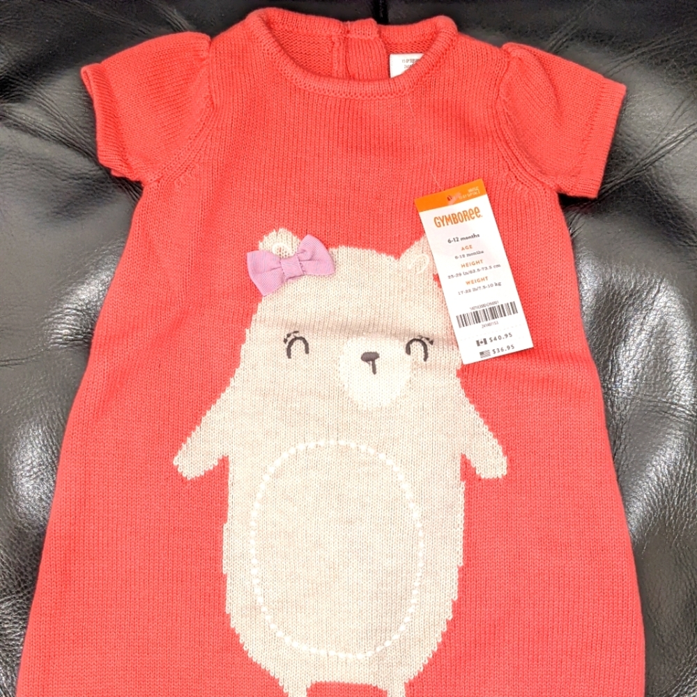 New NWT Gymboree Bear Cotton Sweater Dress Baby Girl 6-12 months